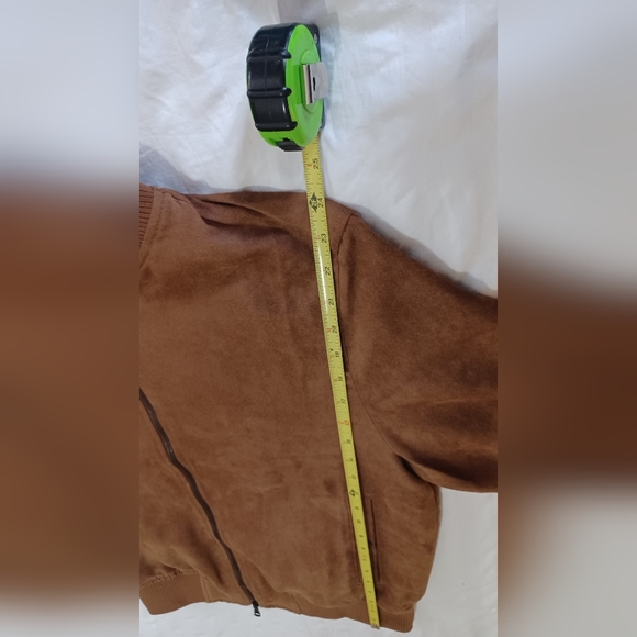 NWT Vegan Suede Bomber Size Medium In Dark Acorn By Banana Republic Factory - Picture 11 of 12